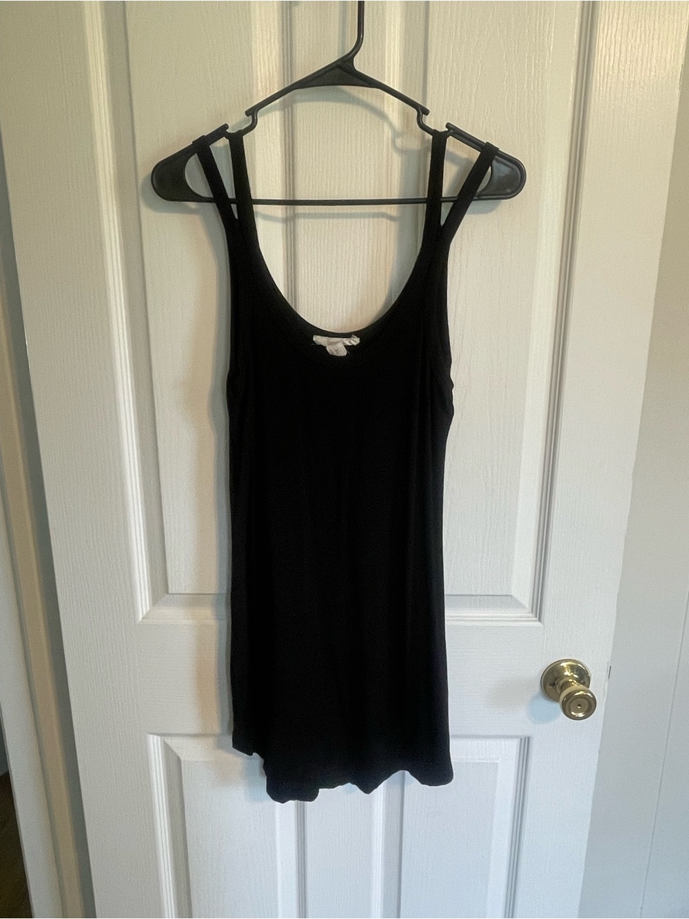 Forever 21 Black Double-Strap Scoop Neck Tank